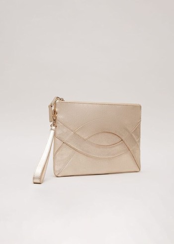 Phase Eight Leather Crossover Detail Bags Gold Canada | IWUZED-950